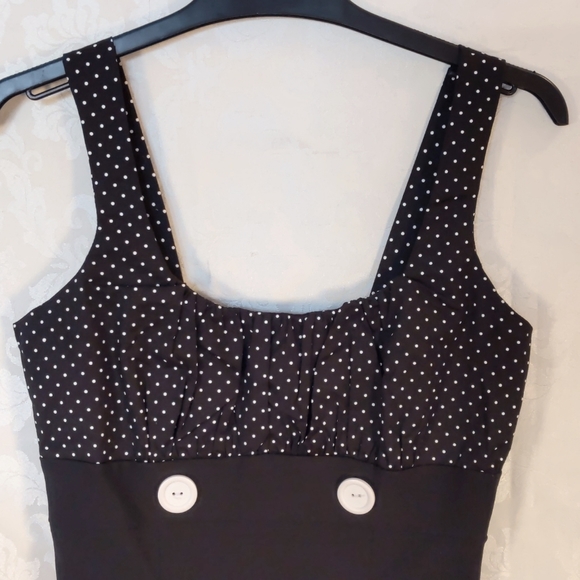 Black and white polka dot pencil skirt dress size small pinup classic style 00s - Picture 2 of 6